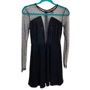 Forever 21 Womens Black Velvet and Mesh Skater Dress Size S Goth Witchy Elegant